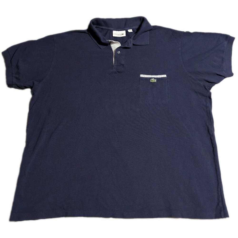 Lacoste Polo Shirt Mens 3XL Navy Blue Classic Fit Pocket Cotton Short Sleeve
